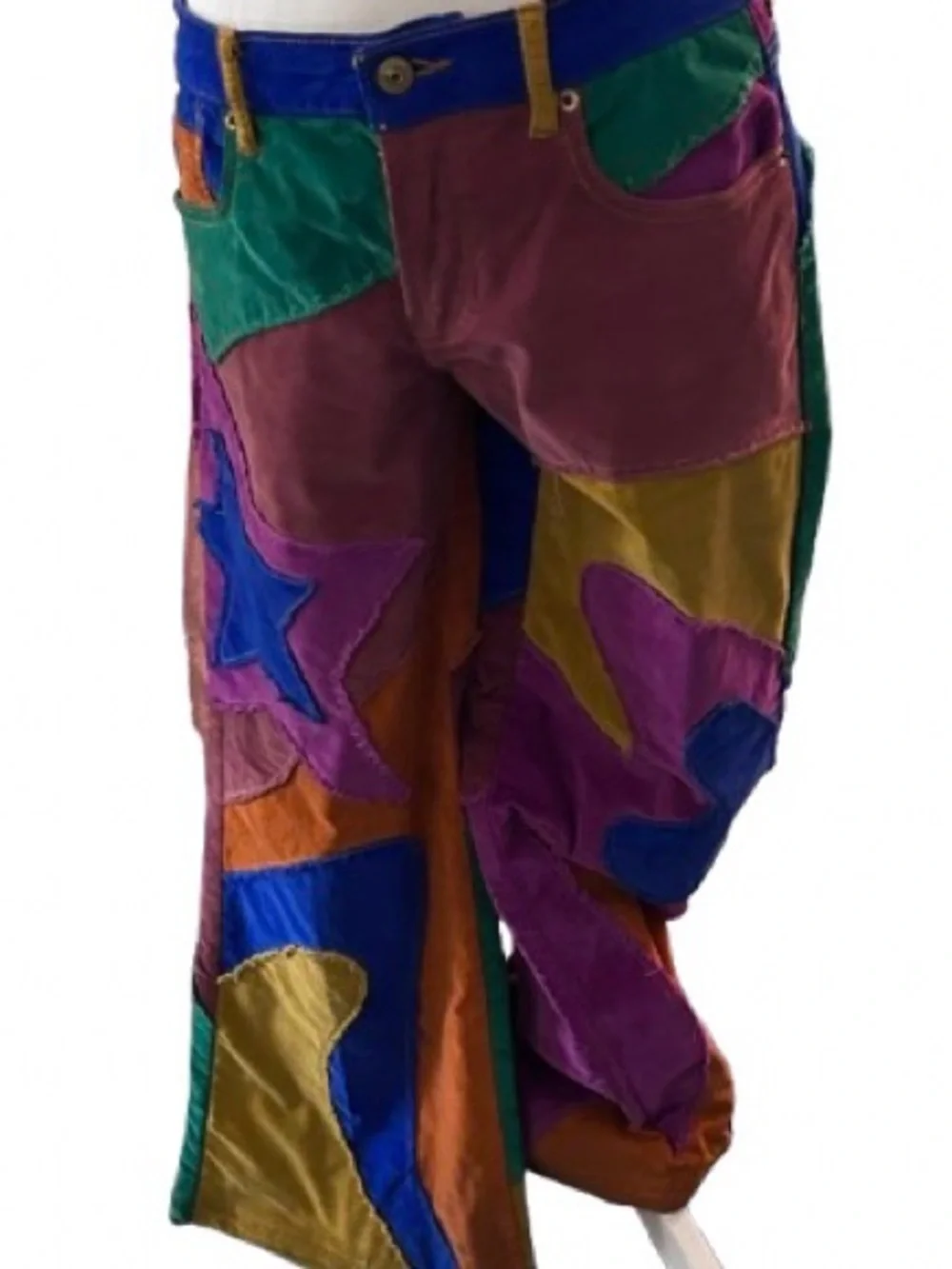 Supernova Rainbow We the Free 27 Small Corduroy Pants Stars Flowers Wide Leg - Picture 2 of 16